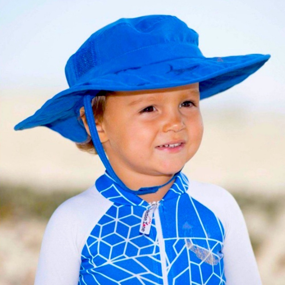 Bundle of 2 Sun Protection Zone Kids UPF 50+ Safari Sun Hat, Blue Sharks